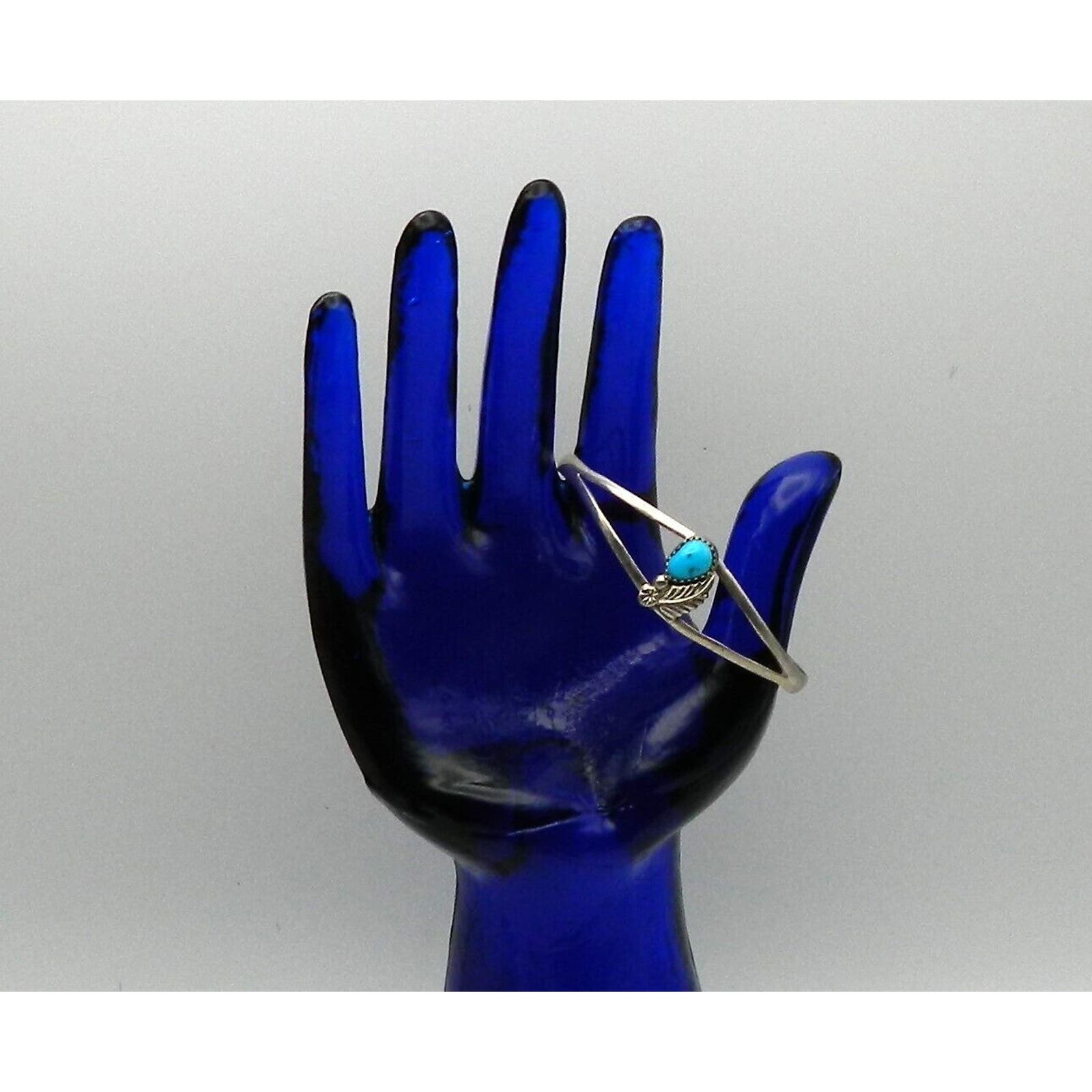 Vintage Turquoise Cuff Bracelet Signed B stamped Sterling Navajo