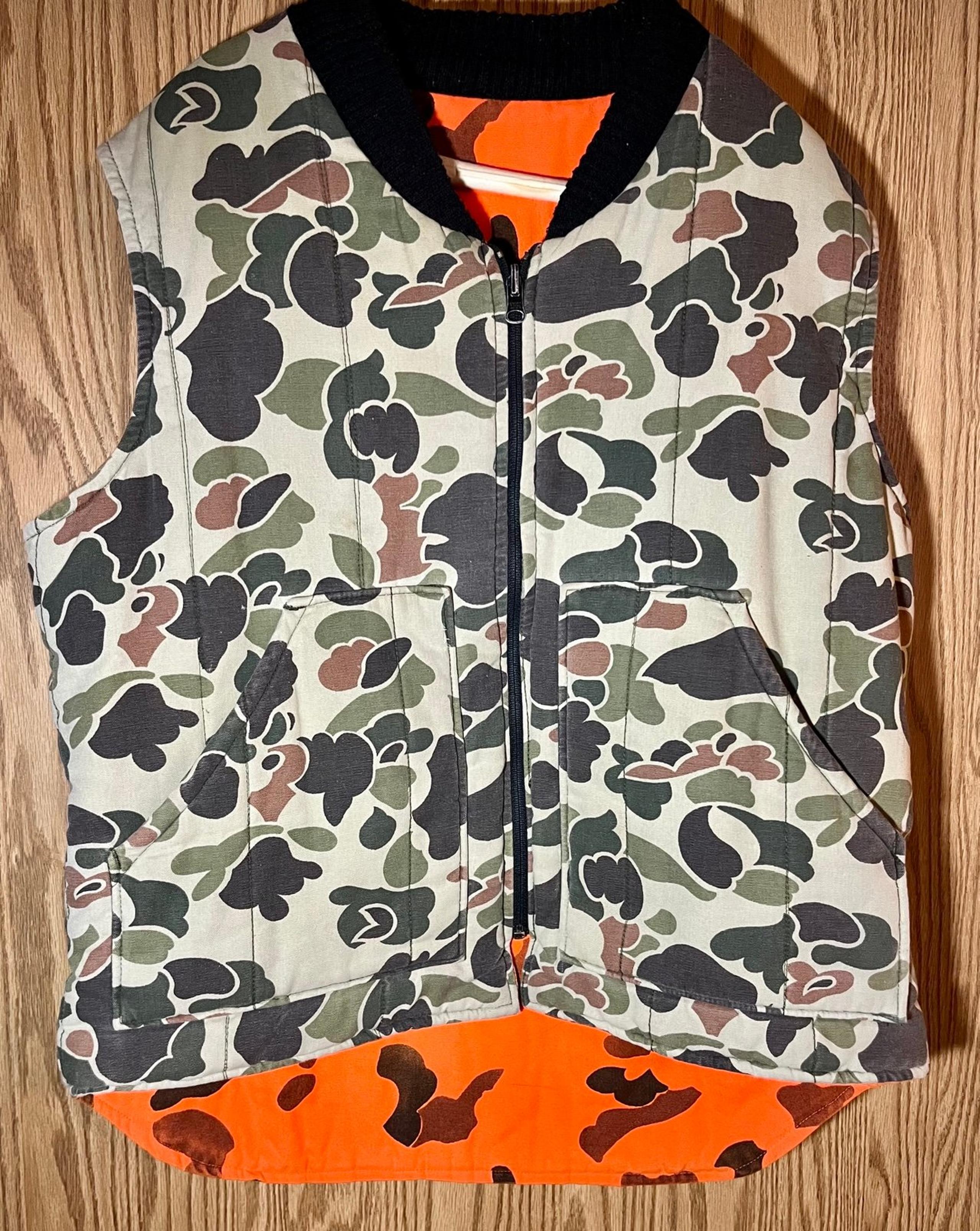 Walls Camo Hunting Vest Reversible Blaze Orange Vtg Made in USA Mens Large
