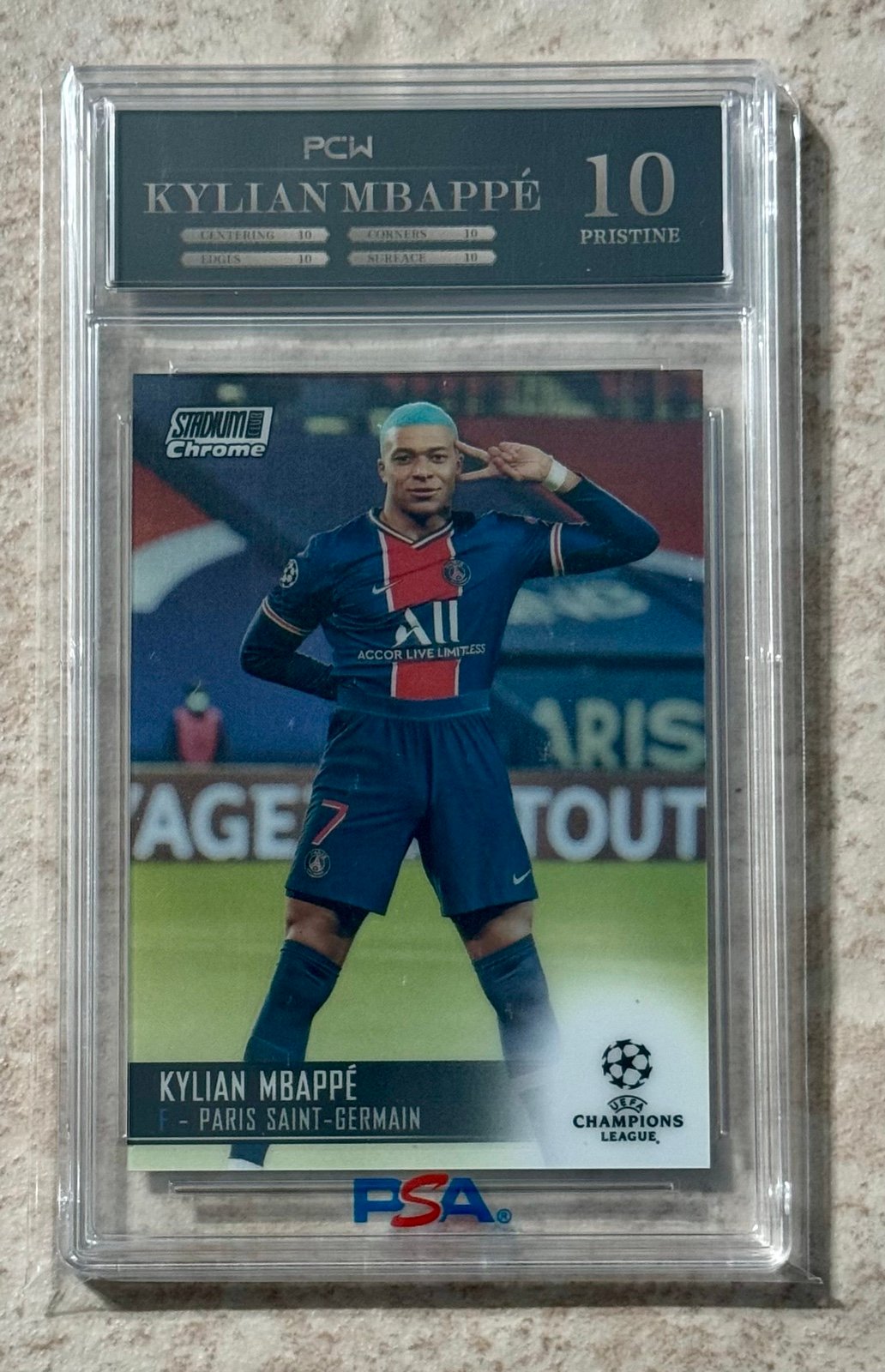 2020-21 Topps Stadium Club Chrome UEFA Kylian Mbappe #75 PCW 10