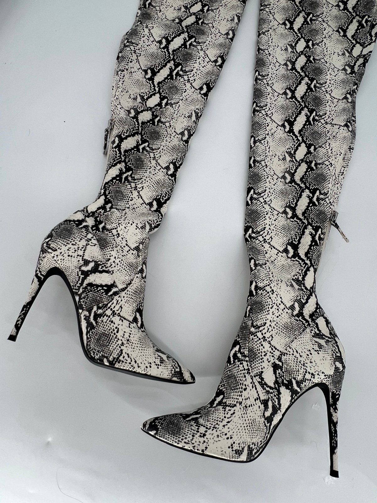 Steve Madden Thigh High Snakeskin Print Faux Leather Stiletto Domain Boots