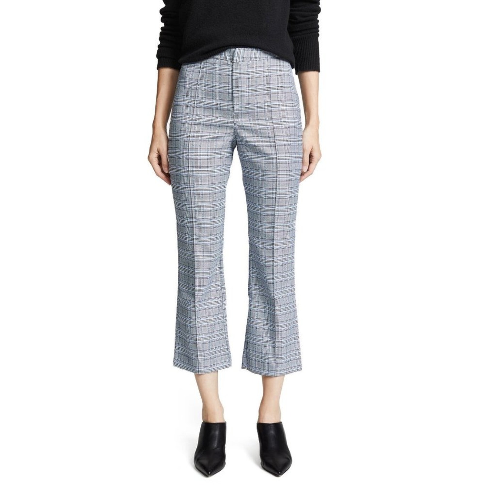 WAYF Finn Cropped Pants in Blue Tweed Size M