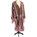 Ottod'ame Fringe Duster Cardigan M Pink Tan Mohair Sweater Boho Western Plaid