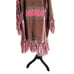 Ottod'ame Fringe Duster Cardigan M Pink Tan Mohair Sweater Boho Western Plaid