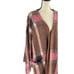 Ottod'ame Fringe Duster Cardigan M Pink Tan Mohair Sweater Boho Western Plaid