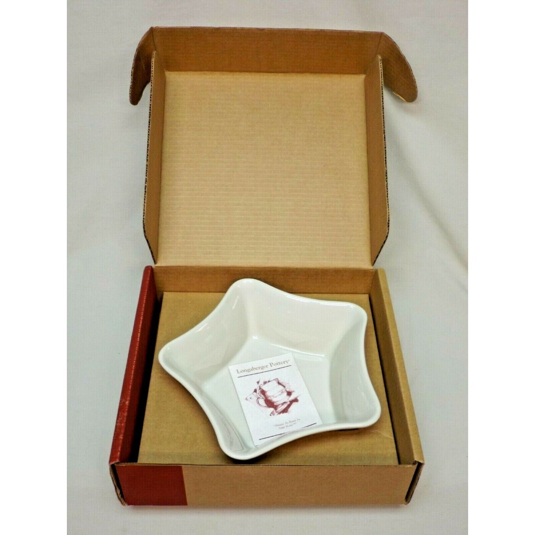 Longaberger Pottery Woven Traditions Heirloom Ivory Shining Star Dish with Box