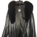 Vintage Greg Bell Full Length Black Leather Woman's trench with Fox Fur Collar