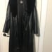 Vintage Greg Bell Full Length Black Leather Woman's trench with Fox Fur Collar