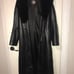 Vintage Greg Bell Full Length Black Leather Woman's trench with Fox Fur Collar