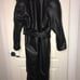 Vintage Greg Bell Full Length Black Leather Woman's trench with Fox Fur Collar