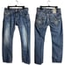 Rock Revival Derek Straight Denim Jeans Men's 32 Blue Distressed Embroidered