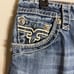 Rock Revival Derek Straight Denim Jeans Men's 32 Blue Distressed Embroidered