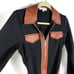Derek Lam Jayda Mini Dress Black Brown Faux Leather Long Sleeve Sz 40 / 4 US