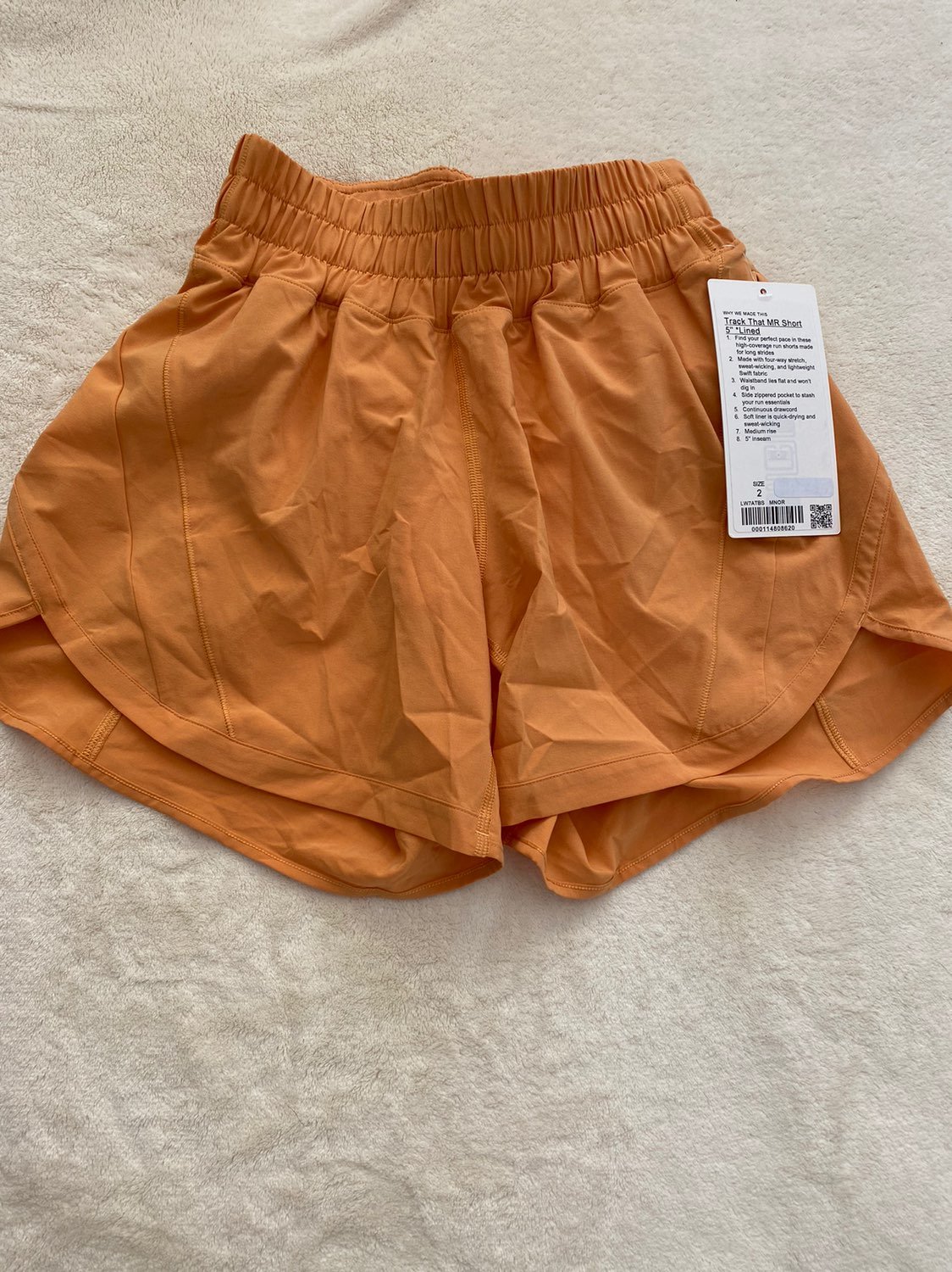 Lululemon Track That Shorts Monarch Orange sz 2