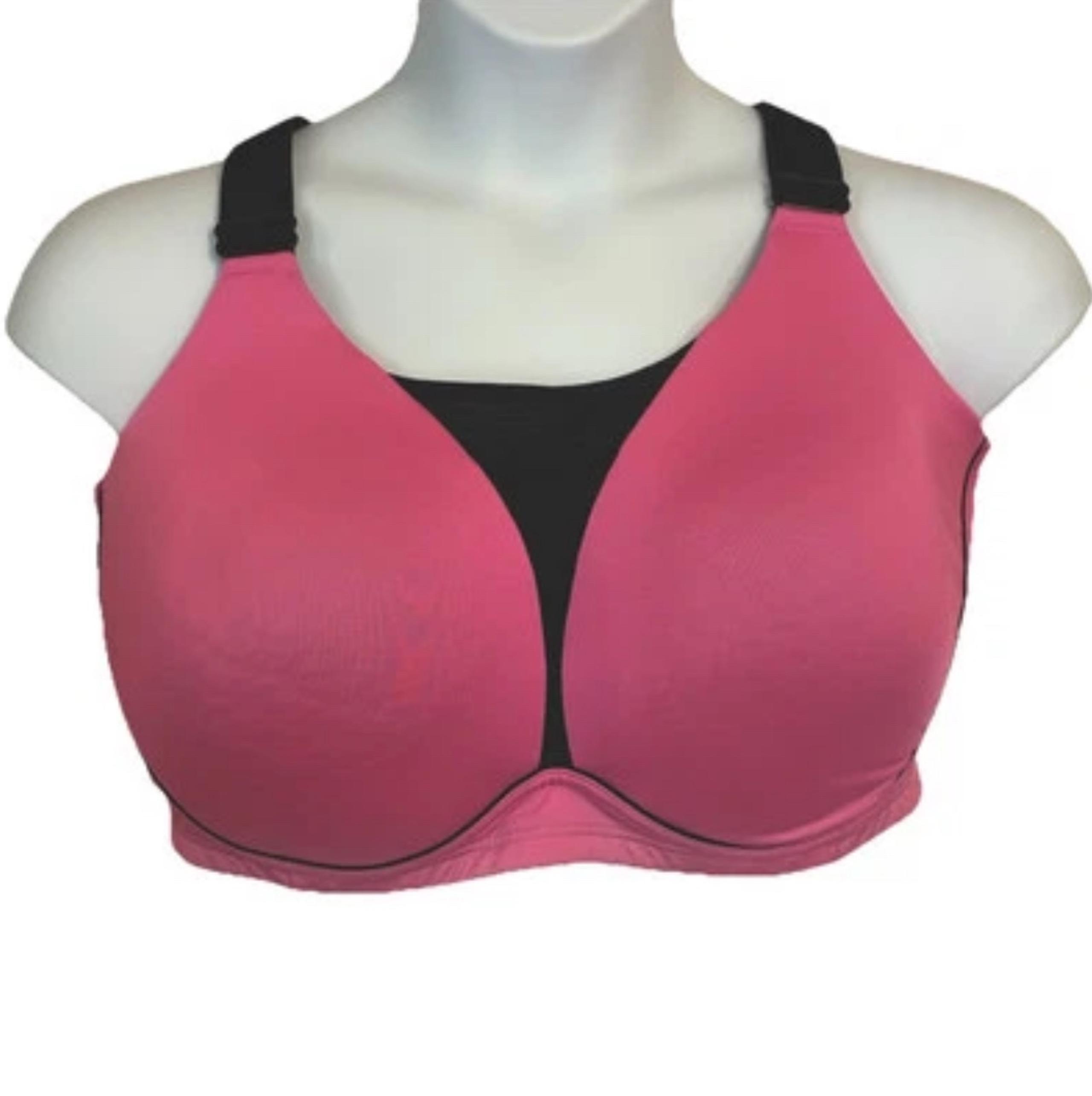 Lane Bryant Livi Active Sports Bra High Impact Moisture Wicking Pink Black 50DD