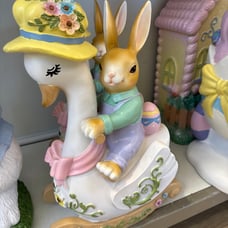 Easter bunny riding on Mother goose new