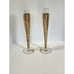 Glastonbury Gold Lotus Tall Champagne Flutes Gold Encrusted Floral Pattern ~Pair