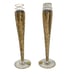 Glastonbury Gold Lotus Tall Champagne Flutes Gold Encrusted Floral Pattern ~Pair