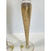 Glastonbury Gold Lotus Tall Champagne Flutes Gold Encrusted Floral Pattern ~Pair