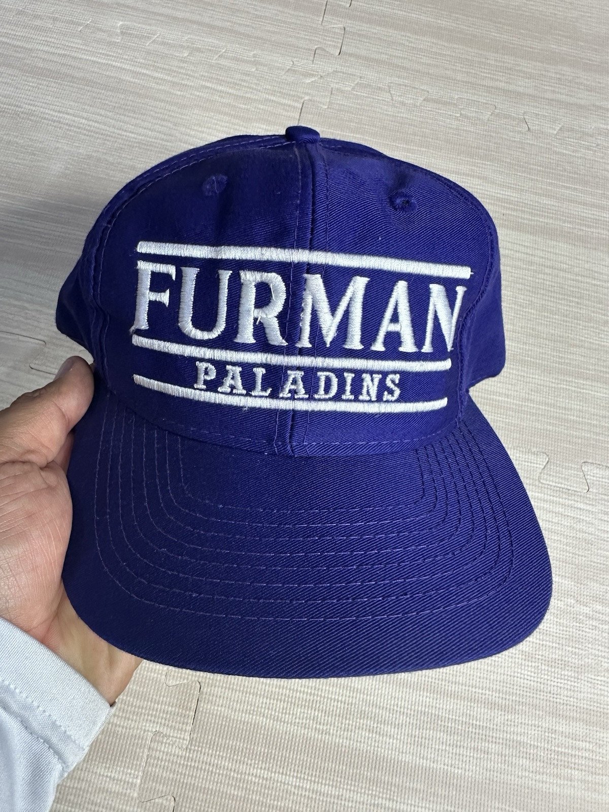 Vintage Furman Paladins Hat Cap Snap Back Purple NCAA Tri bar The Game