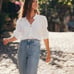 Faherty Willa organic cotton long-sleeved boho tunic blouse top shirt