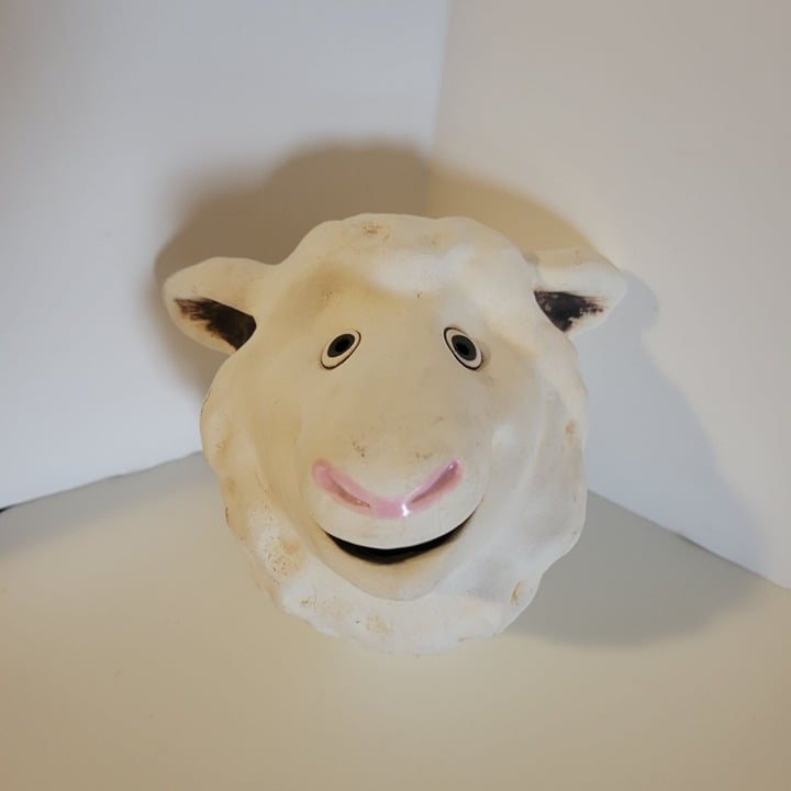 Vintage E20 Hand Painted Ceramic Sheep/Lamb Head Wall Mount Décor - Ewell Love I