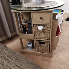 NEW Accent Table Stand with Seagrass Basket, (Glass is not Included)