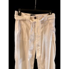 WHITE HOUSE BLACK MARKET Linen 'The Trouser' WHITE Tie Waist Sz 4 EUC!
