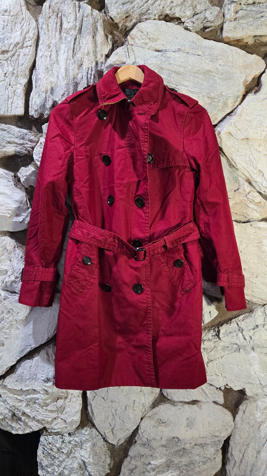 Coach Strawberry Red Women’s Pink Double Breasted Trench Coat Size XXS