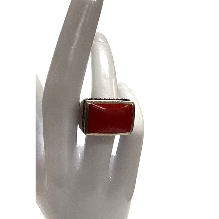 Vintage 925 Sterling Silver Ring Rectangular Stone & Ornate Filigree Design