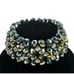 Vtg Stretch Bracelet Faceted Peacock Green Beads W Rhinestone Inserts Bracelet