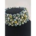 Vtg Stretch Bracelet Faceted Peacock Green Beads W Rhinestone Inserts Bracelet