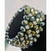 Vtg Stretch Bracelet Faceted Peacock Green Beads W Rhinestone Inserts Bracelet
