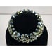 Vtg Stretch Bracelet Faceted Peacock Green Beads W Rhinestone Inserts Bracelet
