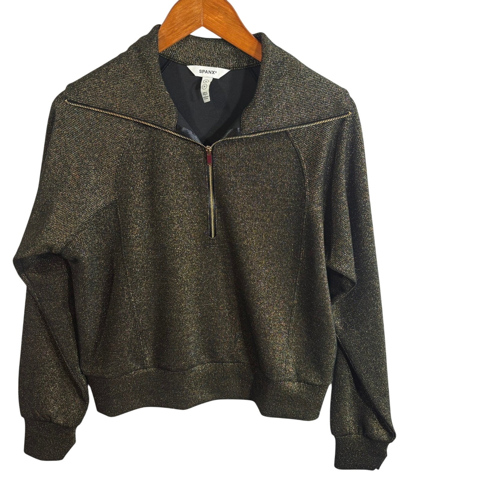 SPANX AirEssentials Half Zip Limited Edition Black Gold Women's Size Small S