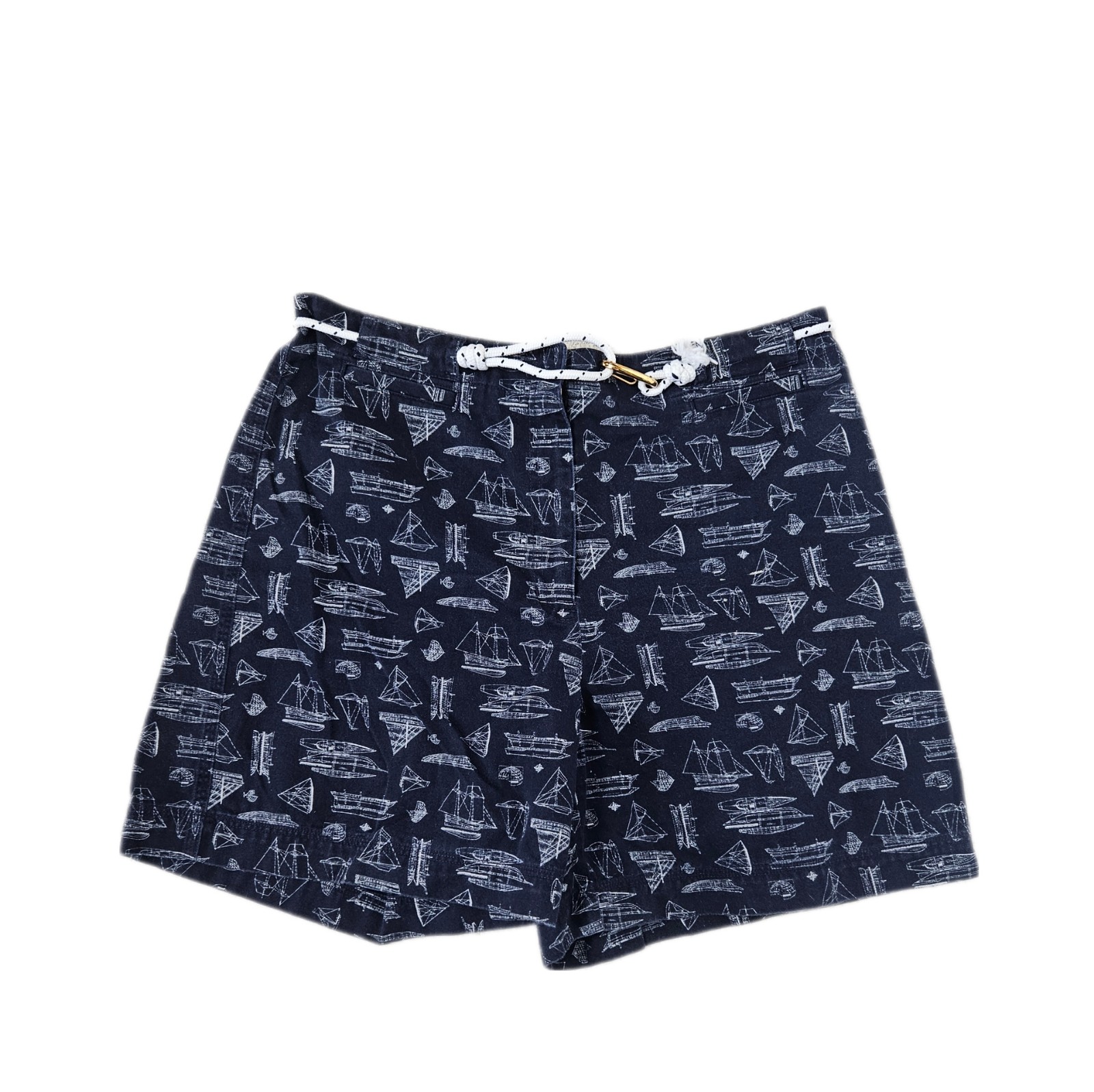 Ralph Lauren Nautical Boat Novelty Print Shorts Navy 14 Rope Belt Gold Buckle