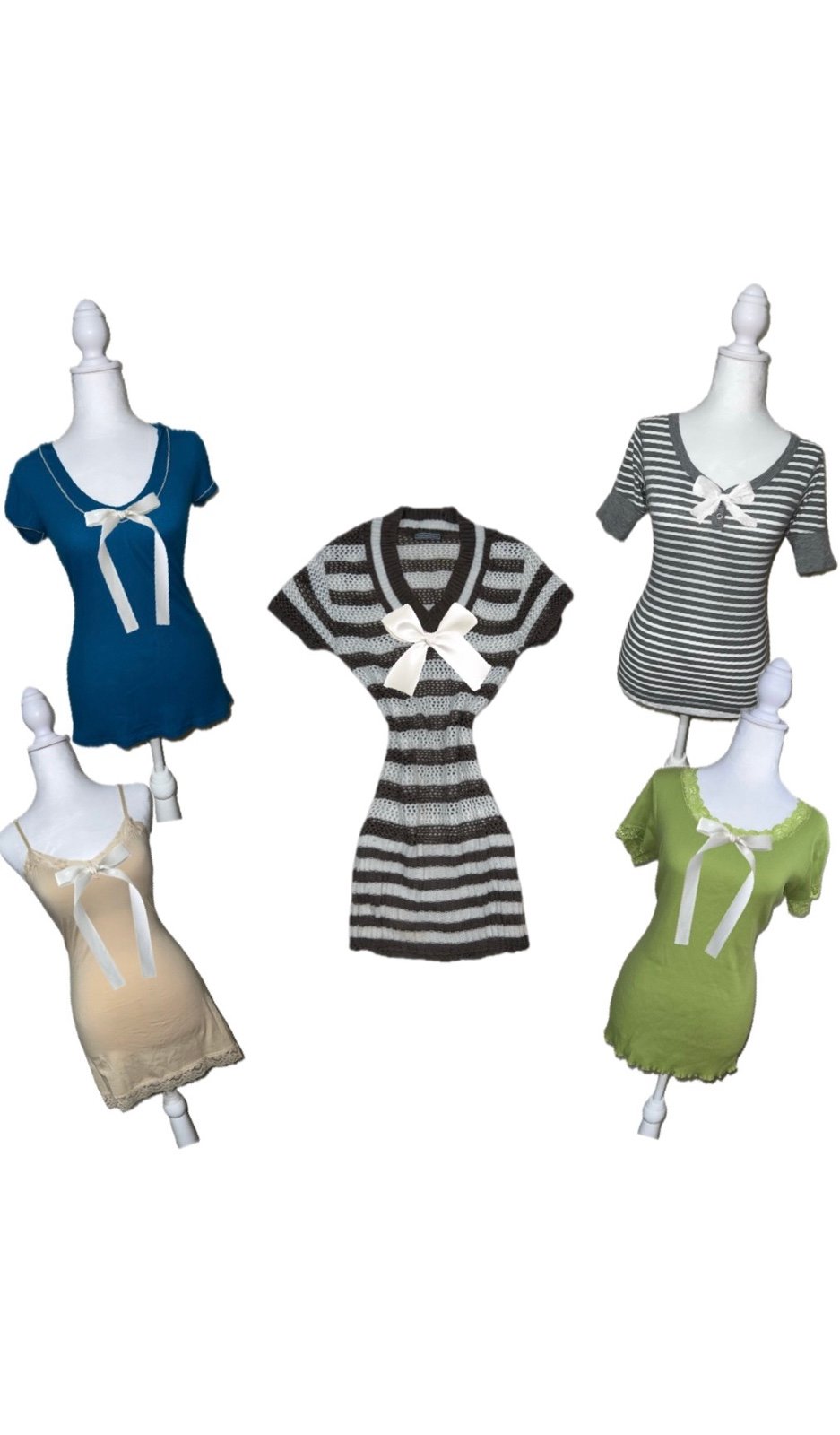 Vintage Y2K 5 Multicolor Short Sleeve Tops Bundle Lot