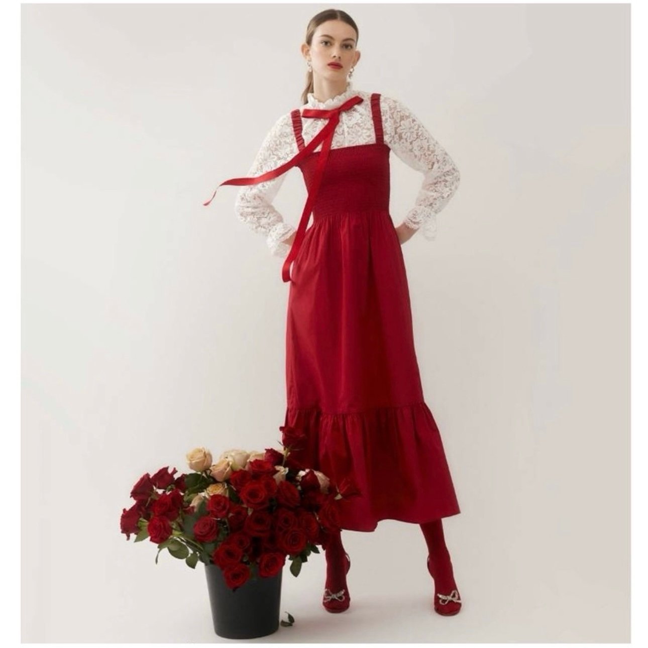 完璧わいふによる Maxi Anjuli HOUSE HILL Dress, XXS Red, Victorian ワンピース
