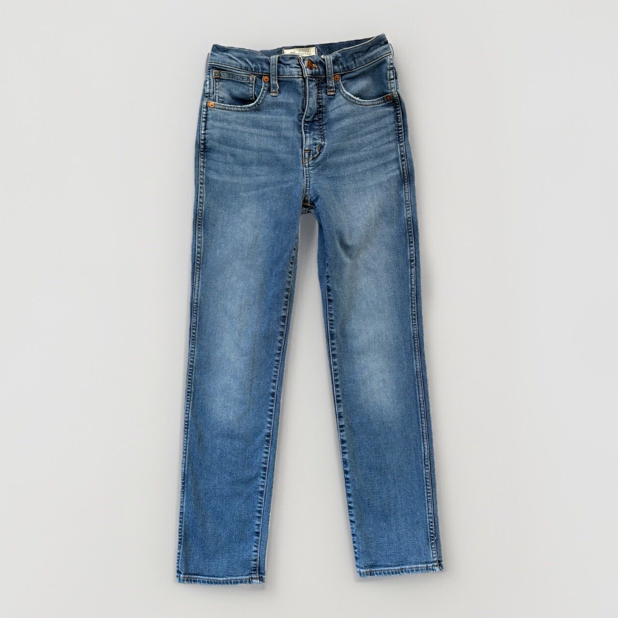Madewell Jeans Woman 23 Blue Stovepipe High-Rise Straight Leg Stretch Denim
