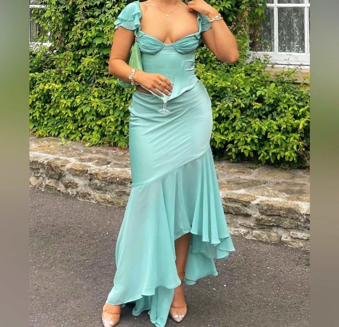 HOUSE OF CB 'Lila' Jade Ruffle Maxi Skirt