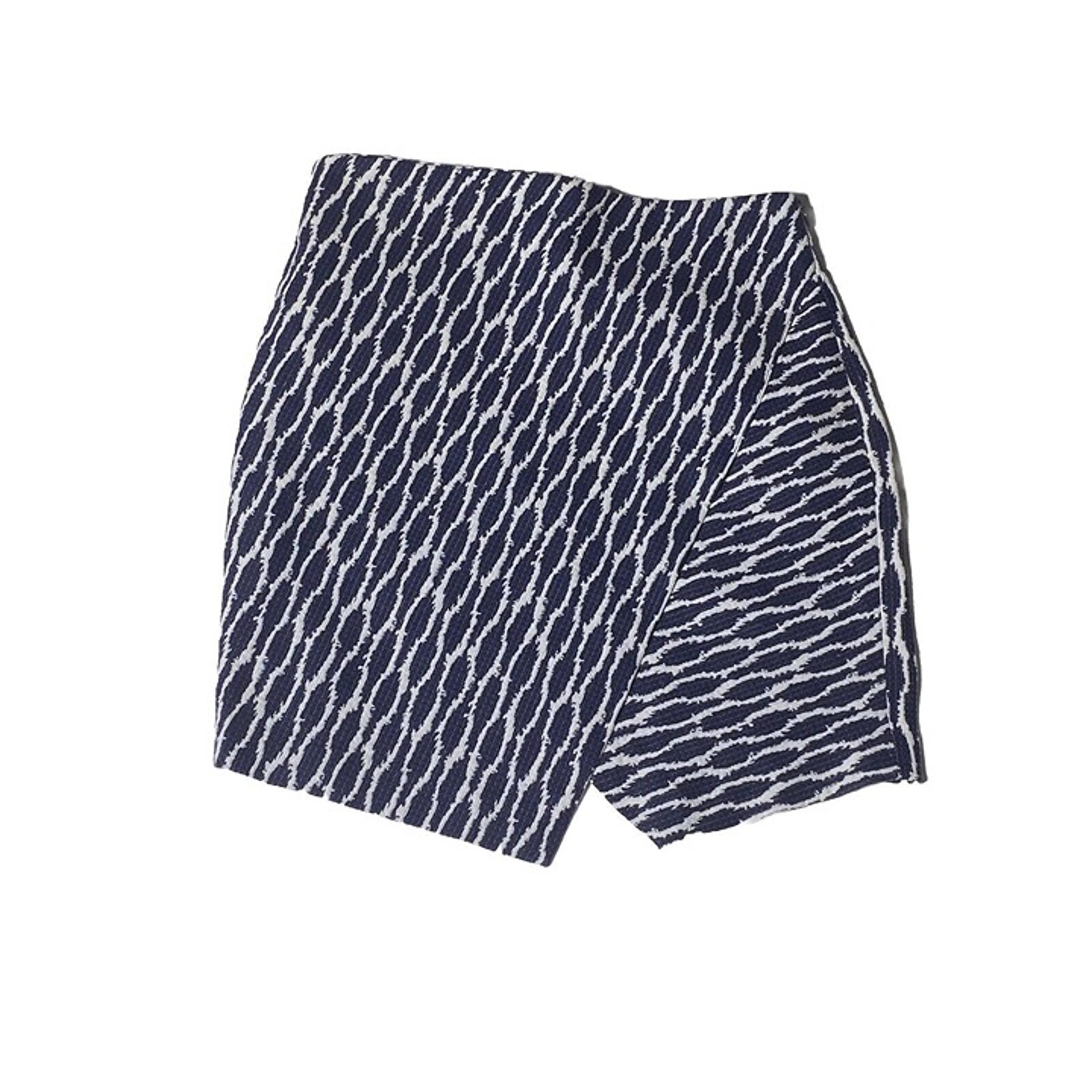 Ann Taylor Loft Petites Navy White Size PM Ikat Faux Wrap Mini Skirt Career