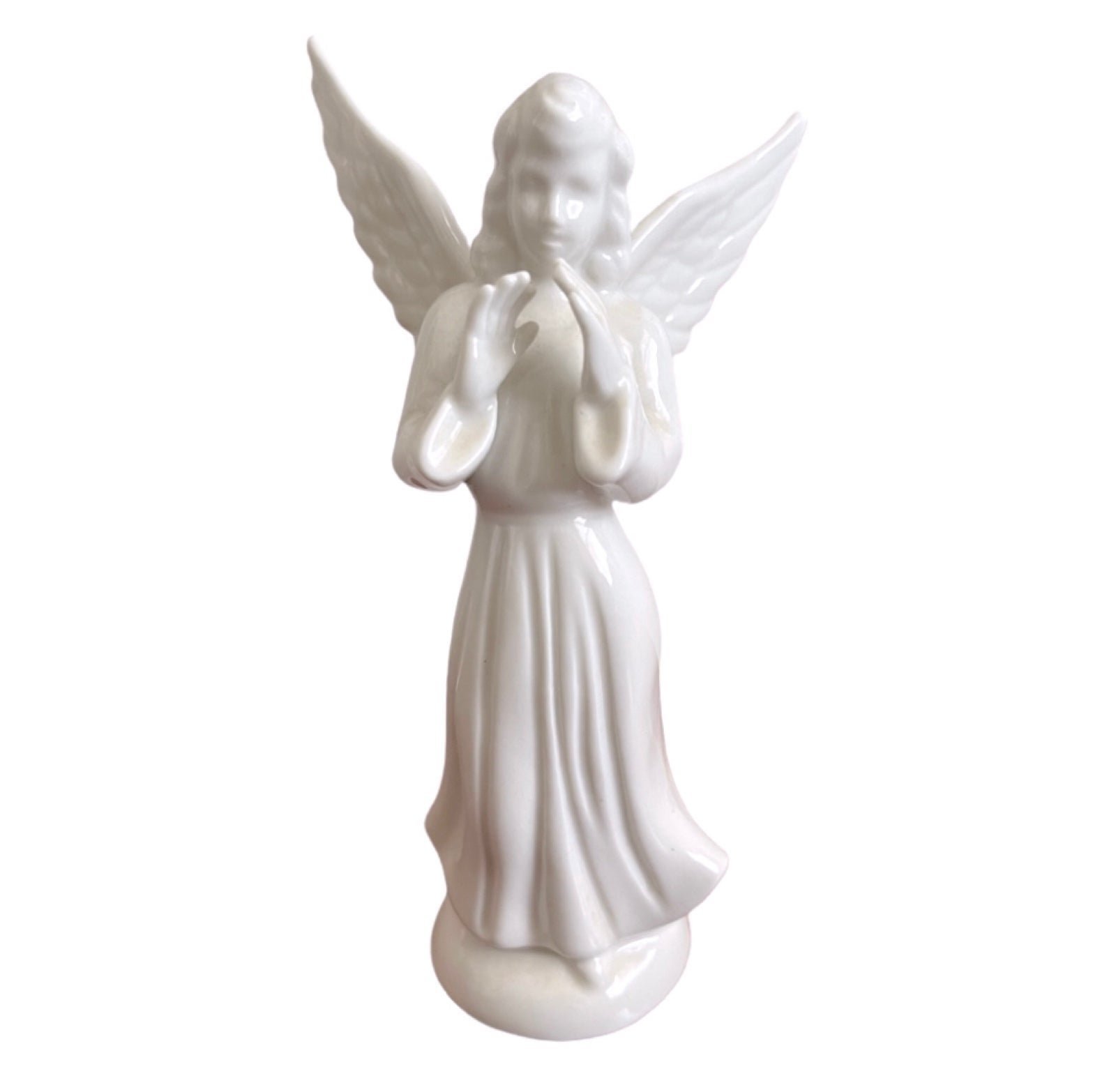 Vintage DRESDEN (German) White Angel Musicians Bisque Porcelain Statue Monument