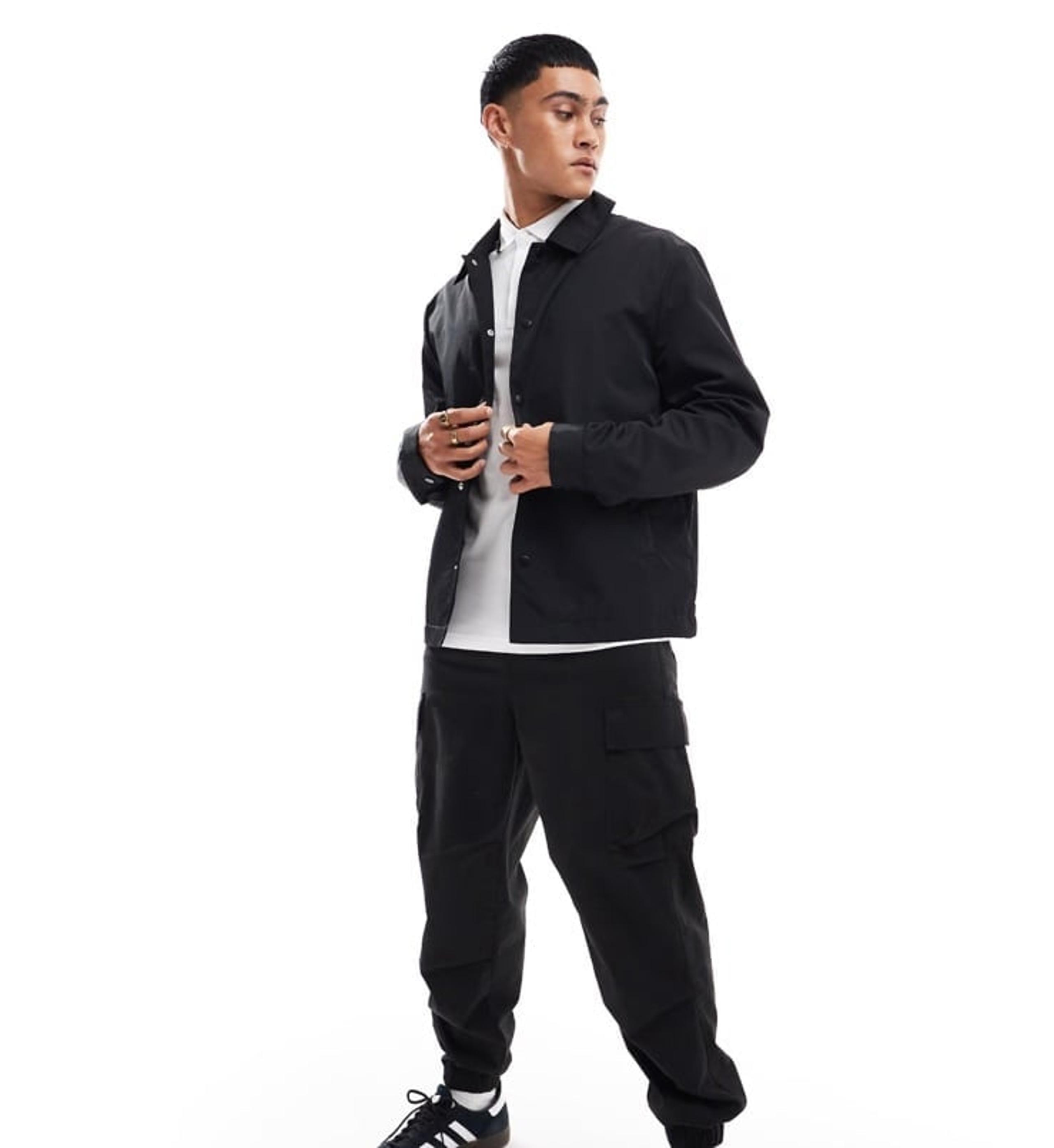 NWOT ASOS Design Lightweight Harrington Jacket Black Oversized Men’s Size Small