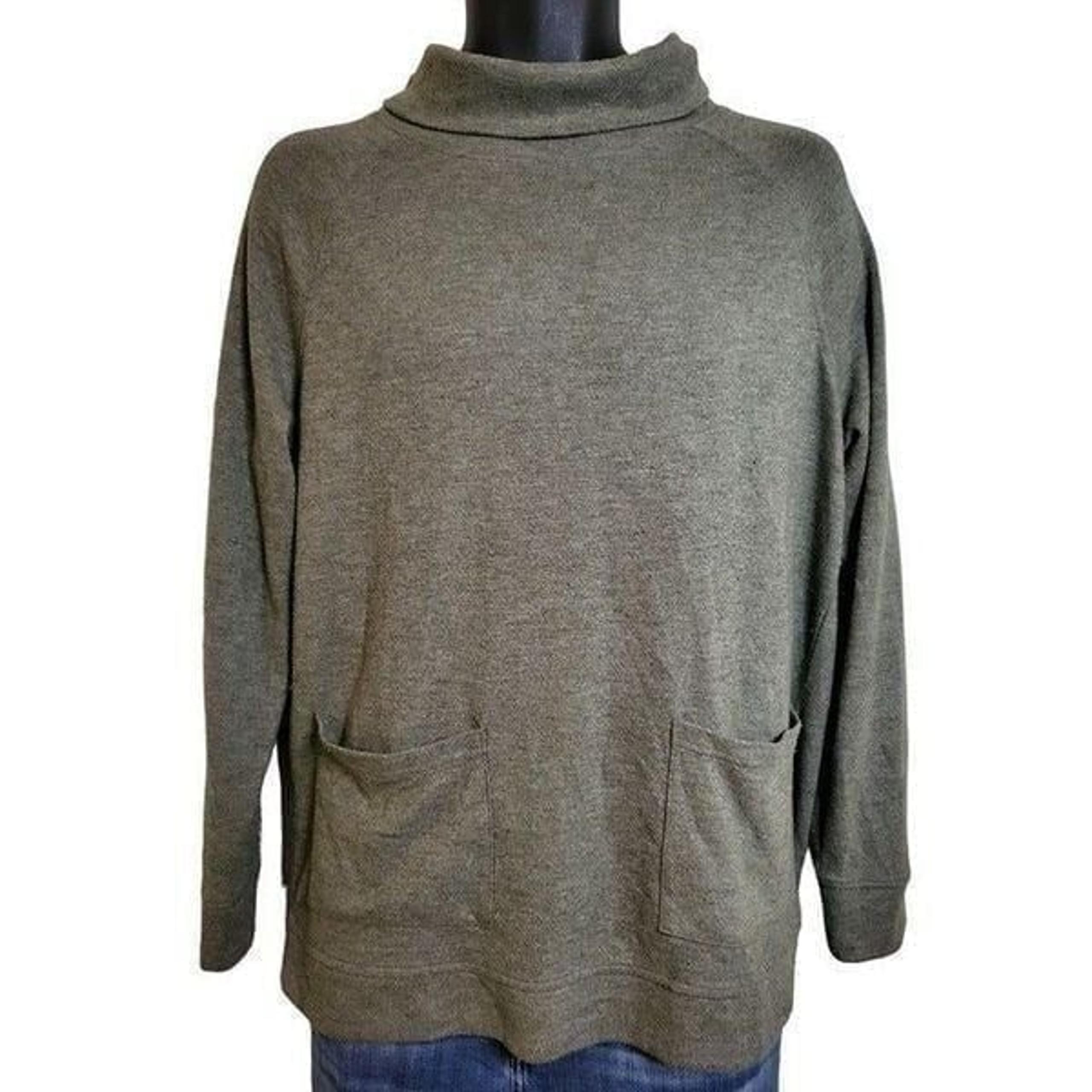 Haven Well Within Turtleneck Long Sleeve Sz M Shirt Women Gray Casual Workwear