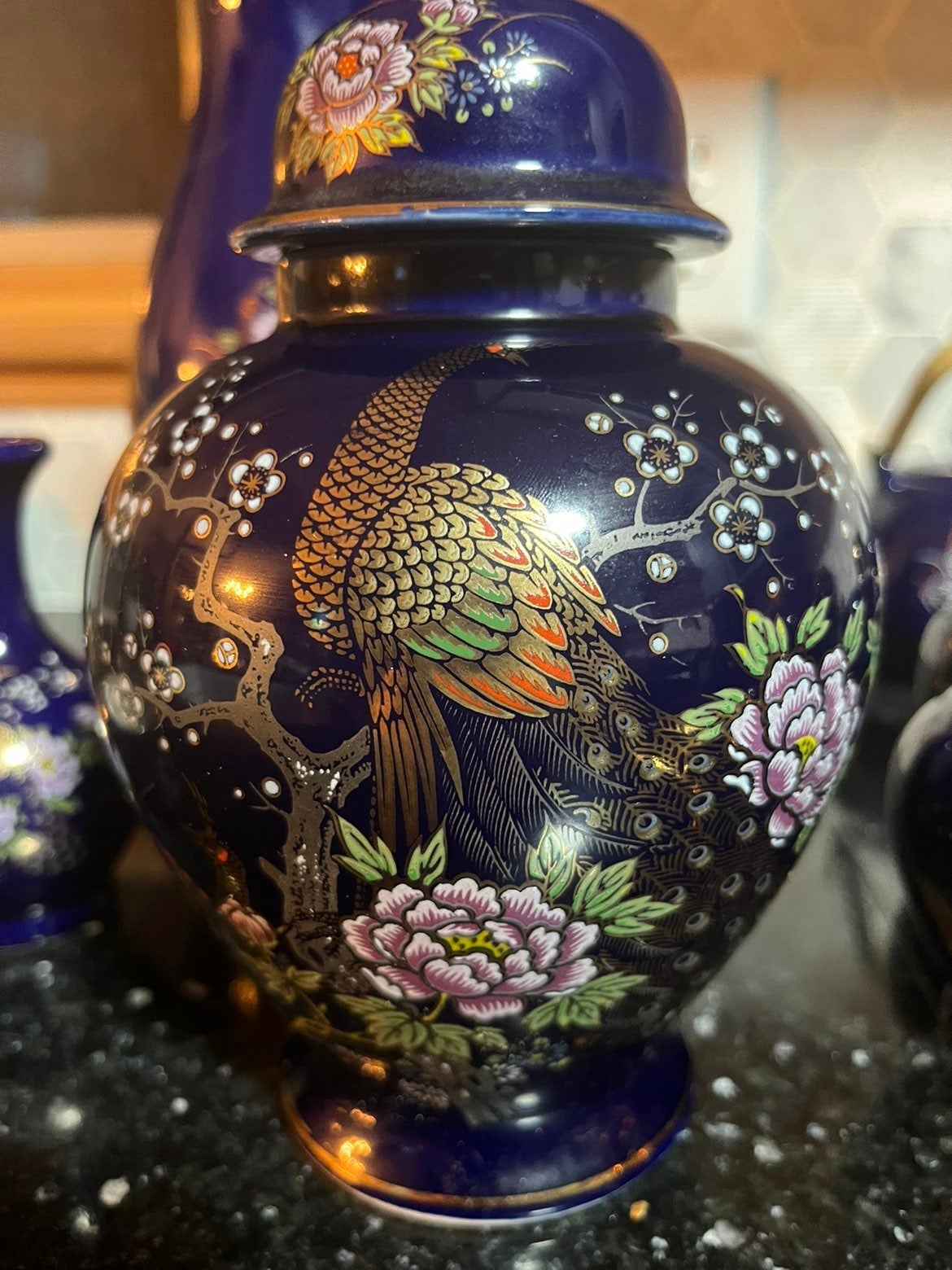 Vintage asian cobalt oriental tea set