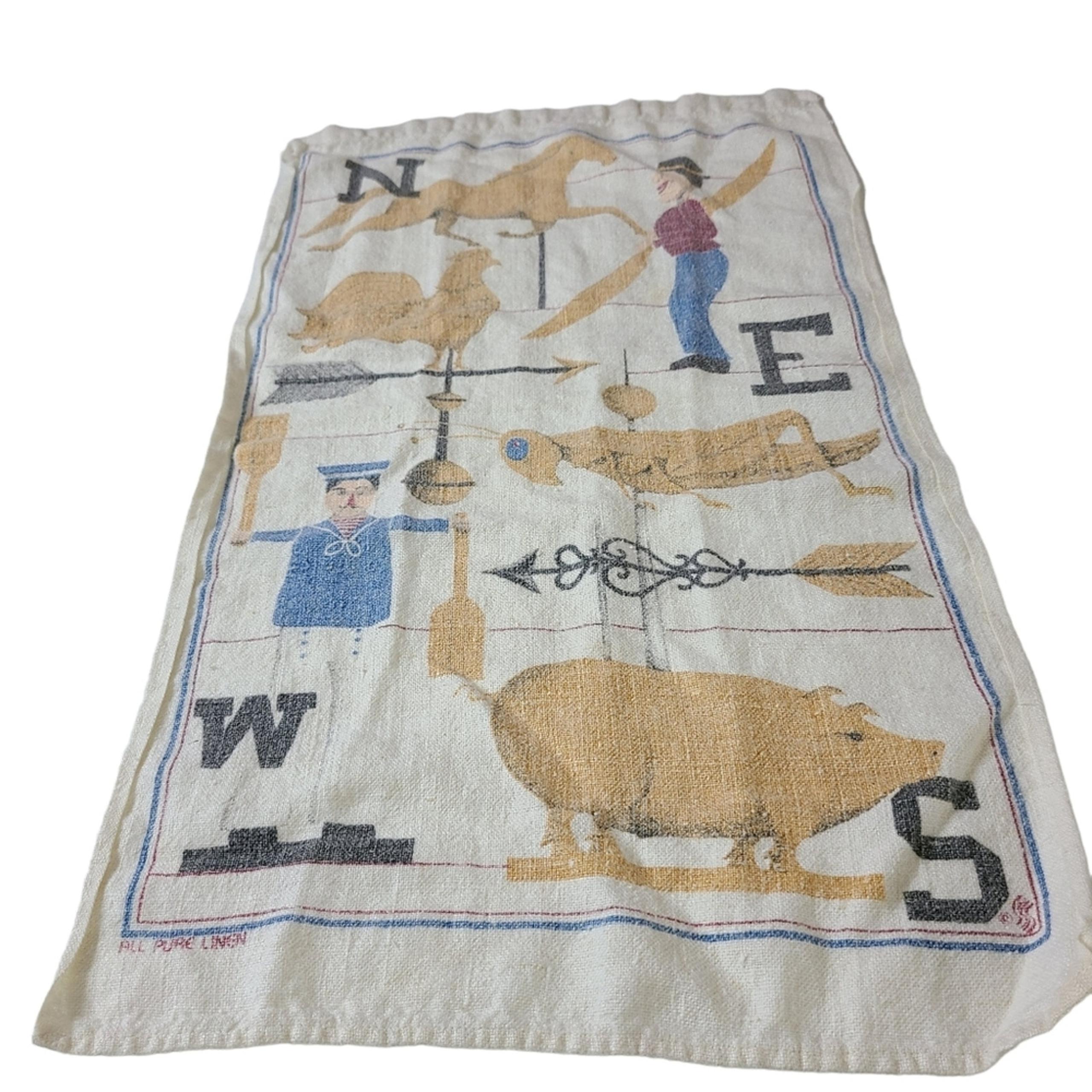 Unique Americana Folk Country Vintage Stevens Linen Kitchen Tea Towels Antique
