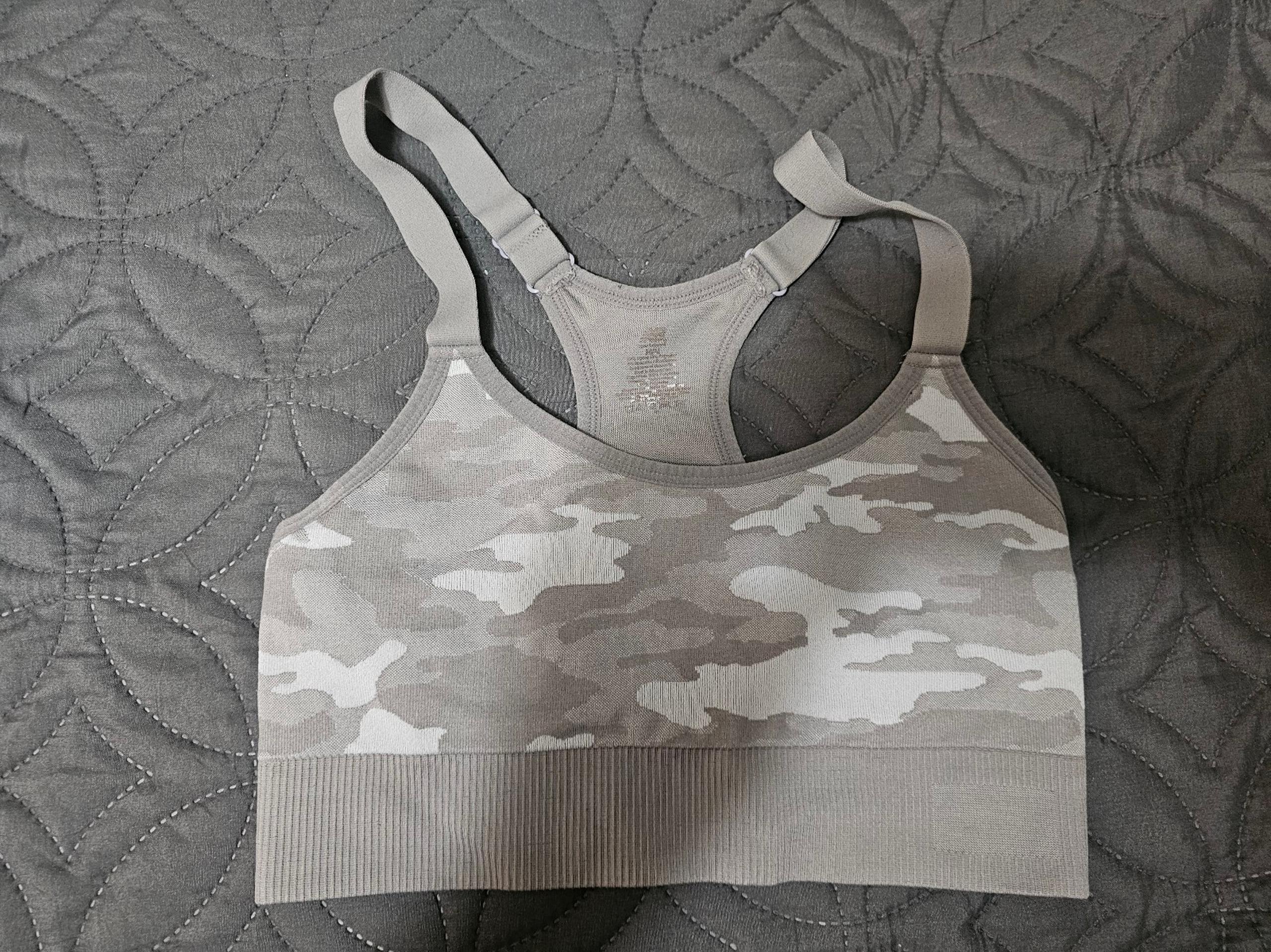 Puma sports bra camo camouflage grey sz medium