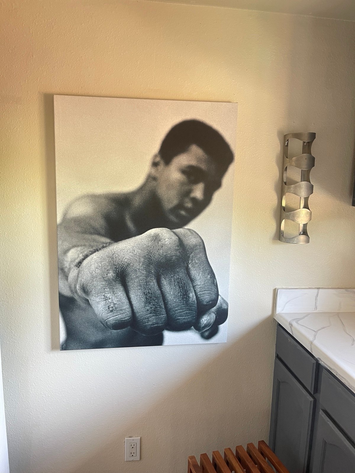 Muhammad Ali 1970s Punching black and white Print on gallery wrapped canvas Art