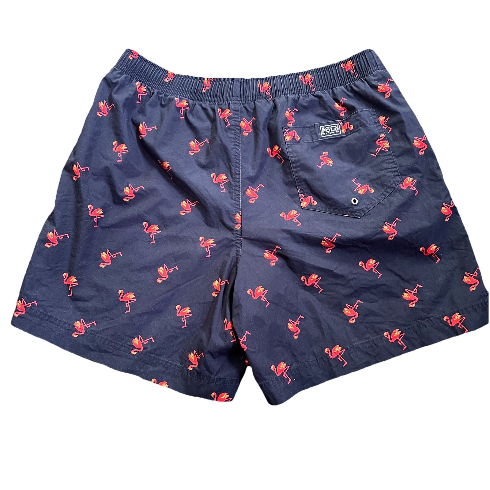 Vintage Polo Sport Ralph Lauren All Over Print Swim Flamingo Swim Trunks M Logo