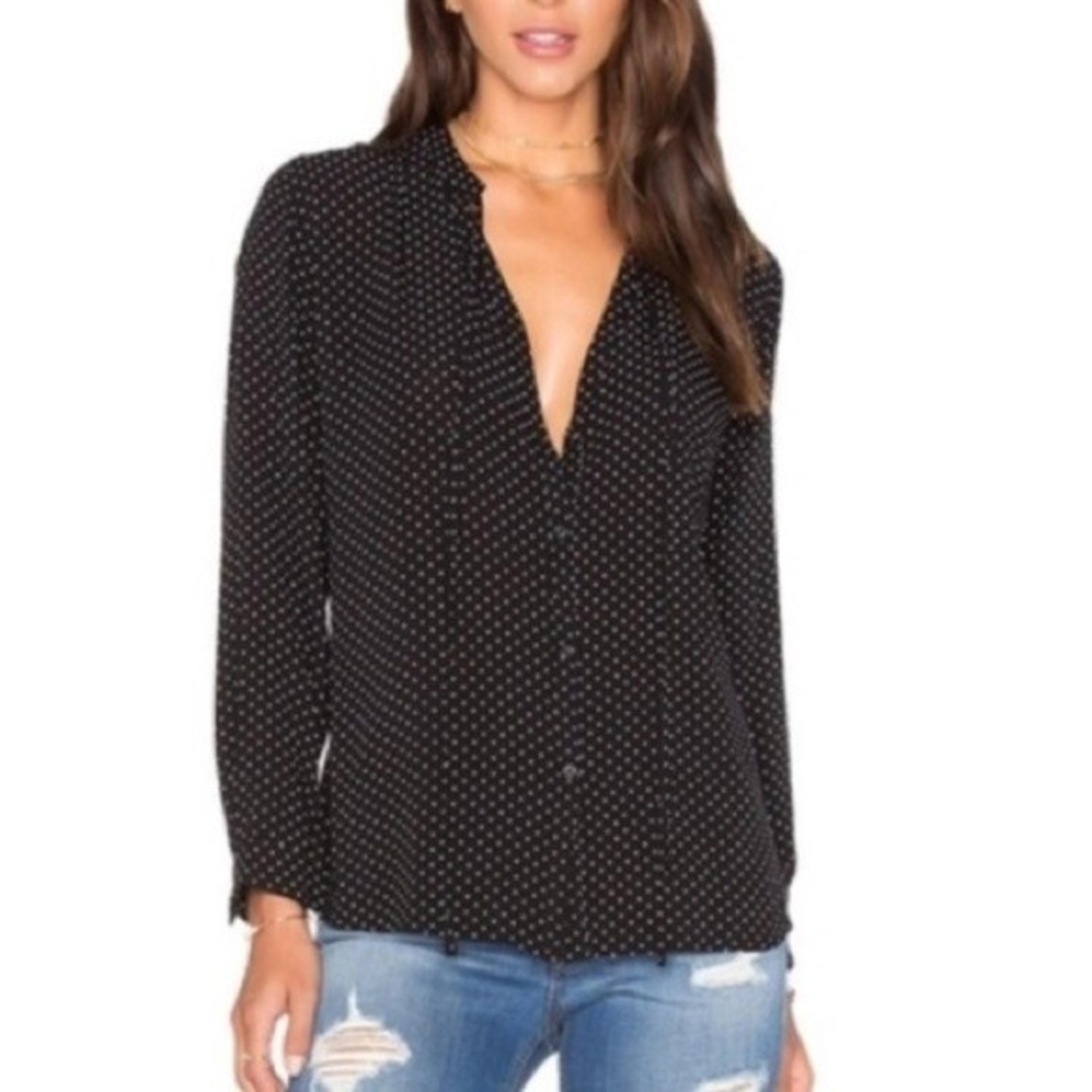 Rails Abby Top Black Polka Dots Neckline Tie Small