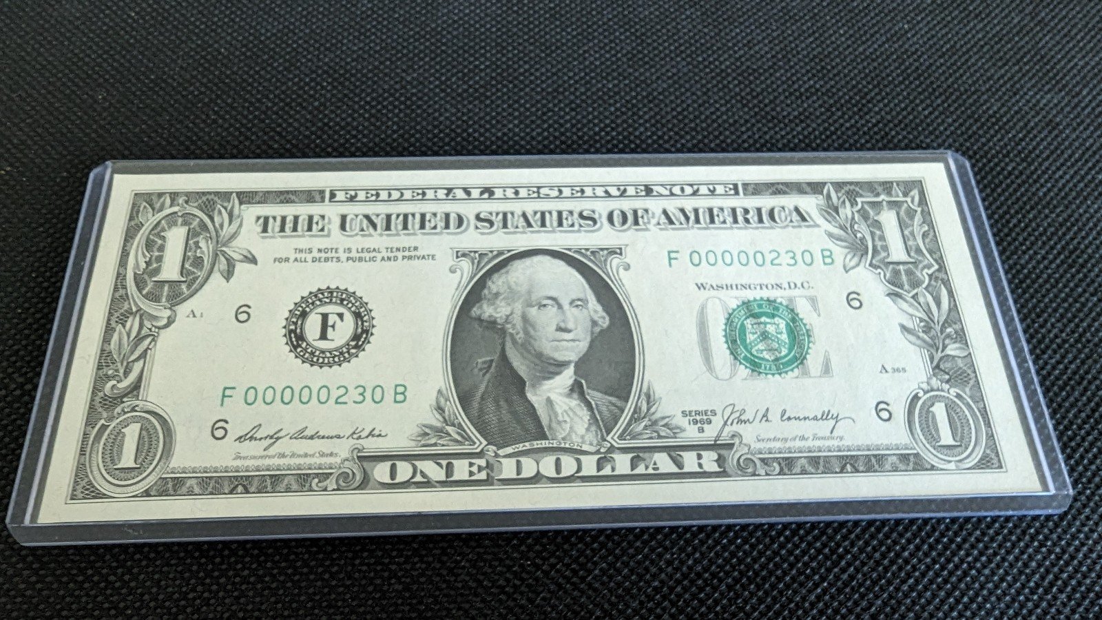 1969B 1 dollar bill with low serial number